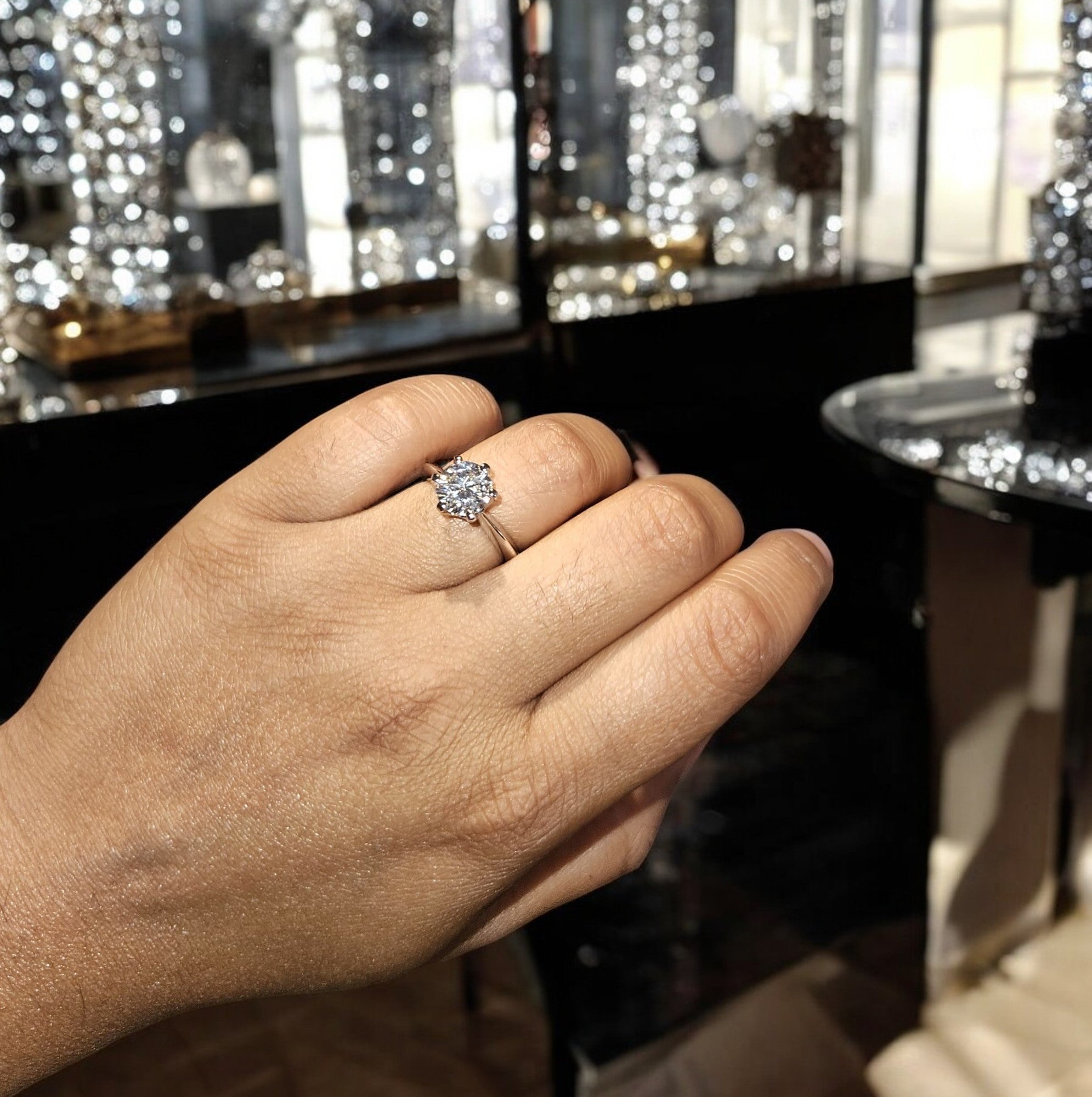 Aura Eternity Solitaire Ring - White Gold - Lab Diamond Round Cut Aura Diamonds
