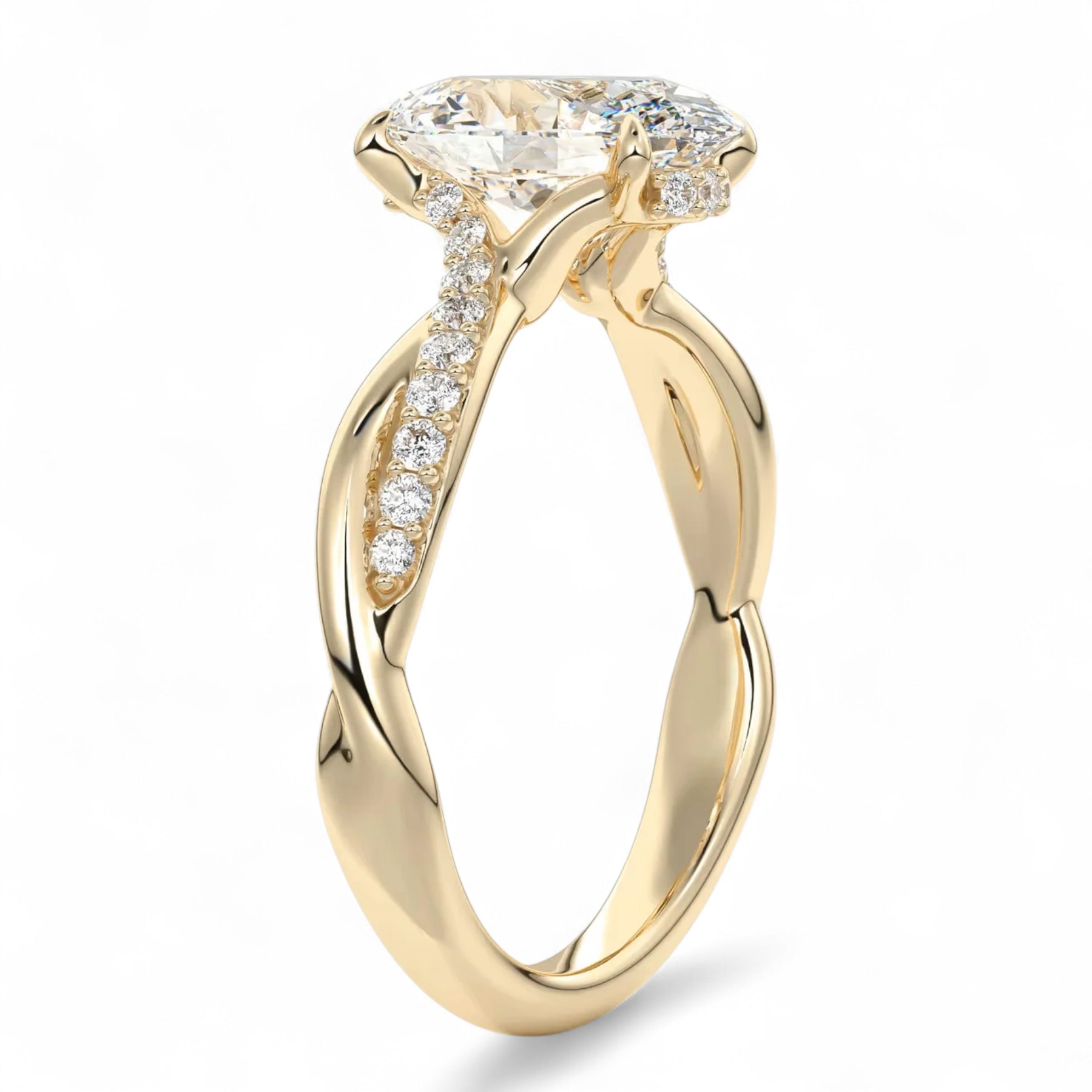 Isla Twist Band Oval Lab Diamond Engagement Ring Aura Diamonds