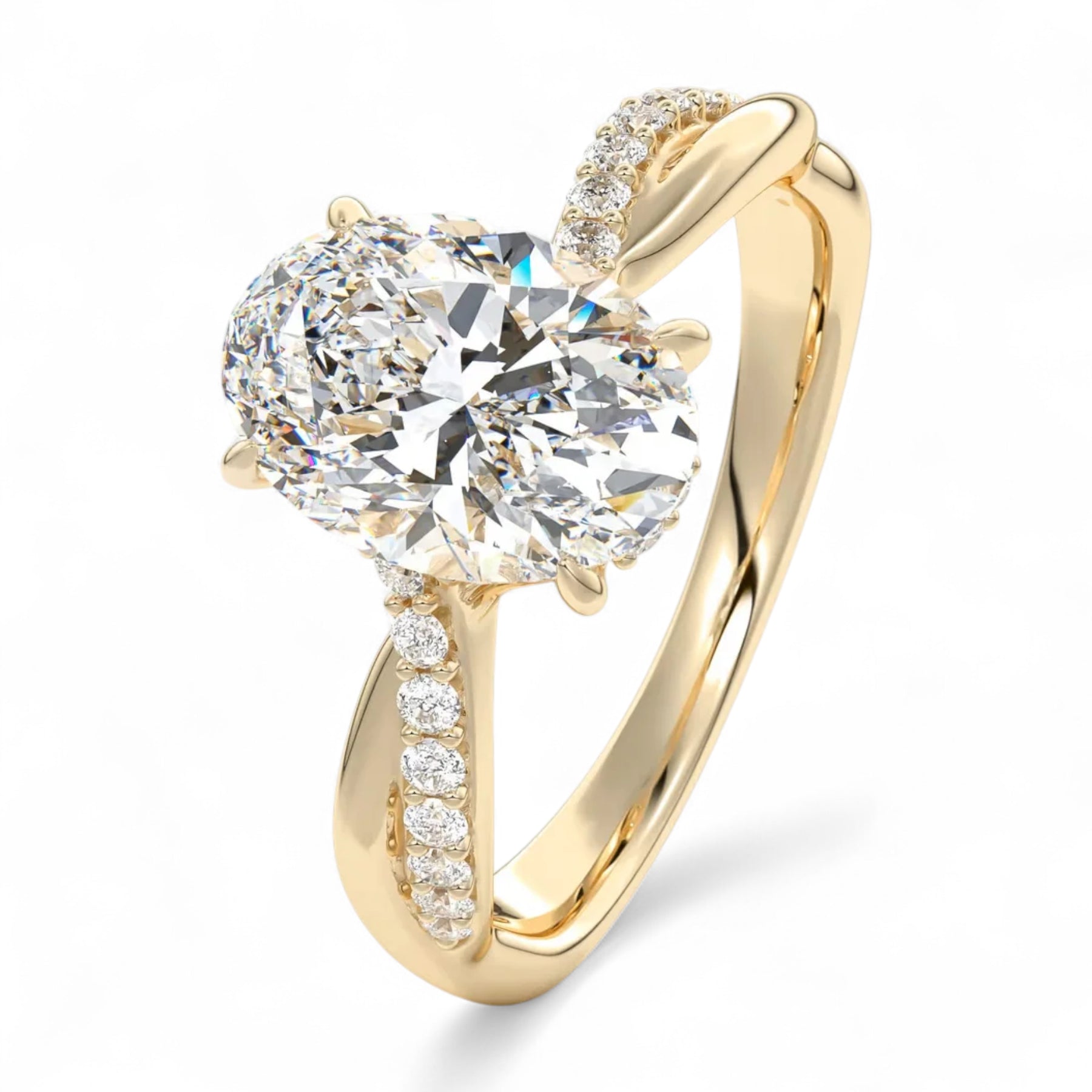 Isla Twist Band Oval Lab Diamond Engagement Ring Aura Diamonds