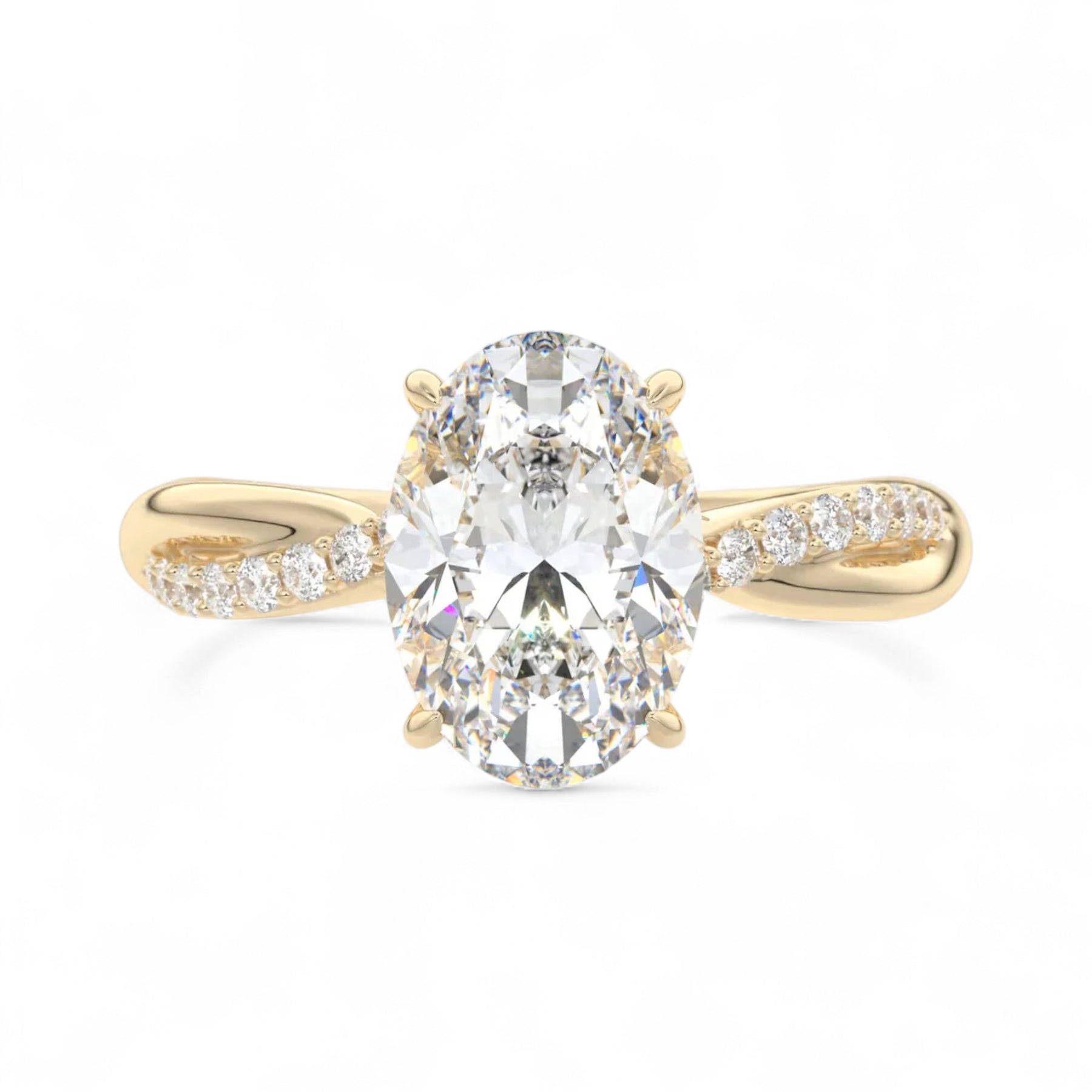 Isla Twist Band Oval Lab Diamond Engagement Ring Aura Diamonds