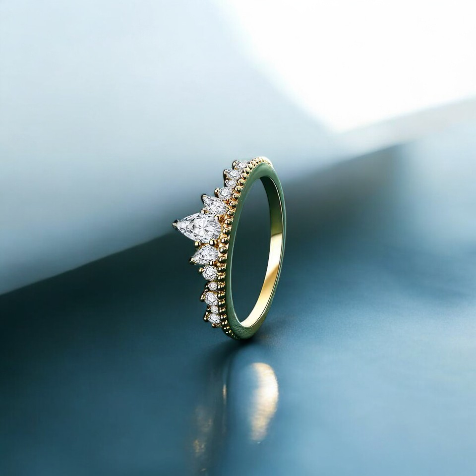 Tiara Statement Ring - White Gold/Gold/Rose Gold Plated 18K Aura Diamonds