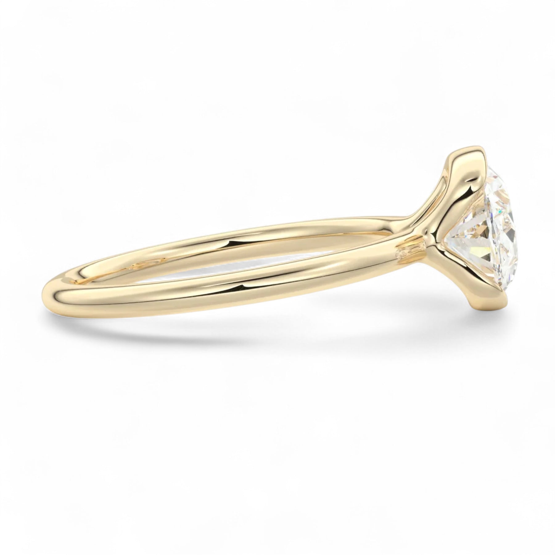 Oval Half-Bezel East West Lab Diamond Engagement Ring Aura Diamonds