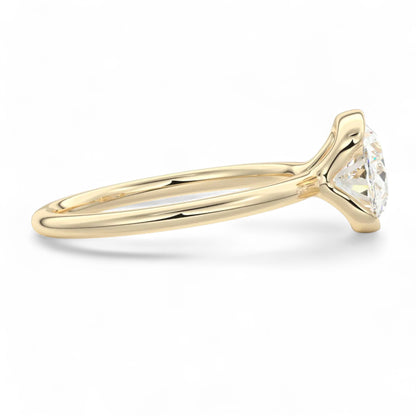 Oval Half-Bezel East West Lab Diamond Engagement Ring