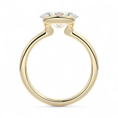 Oval Half-Bezel East West Lab Diamond Engagement Ring