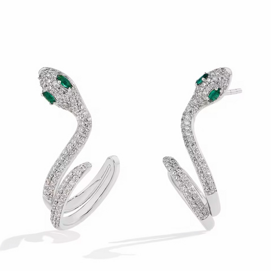 Exotic Snake Earrings - White Gold 18K Plated