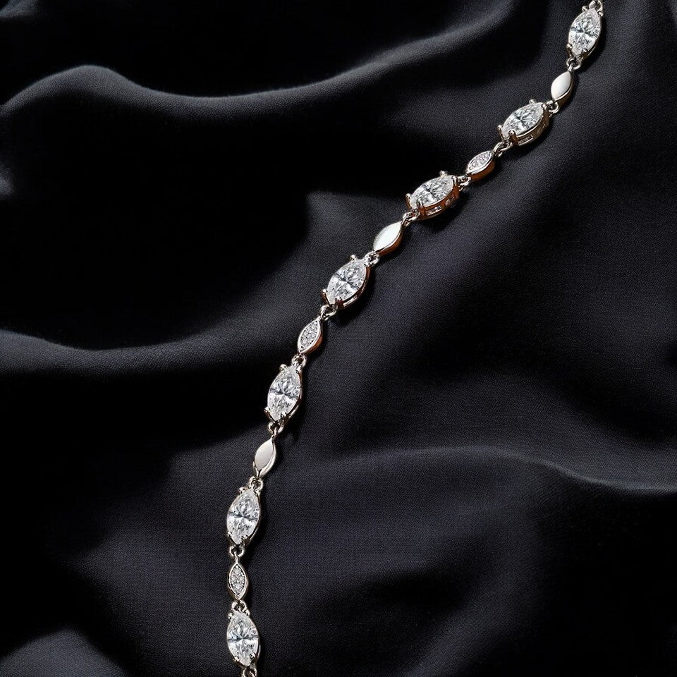 Elegant Marquise Tennis Bracelet - Moissanite Aura Diamonds