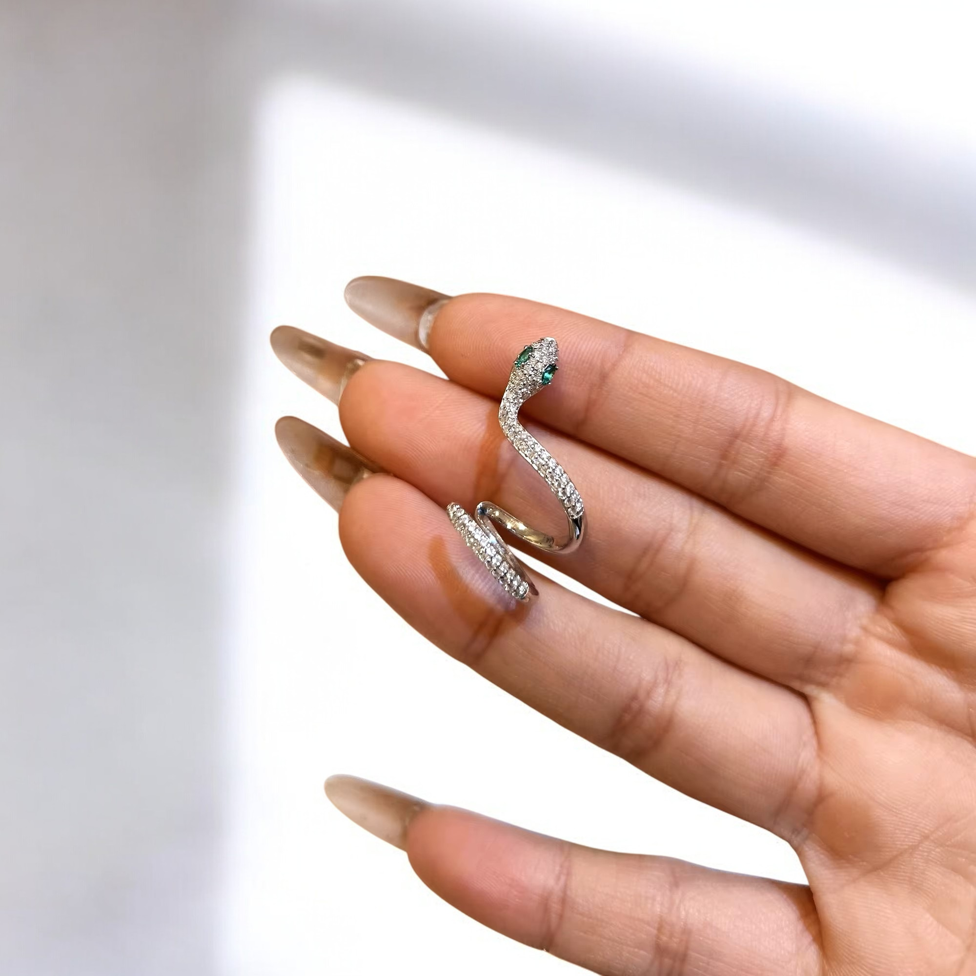 Exotic Snake Earrings - White Gold 18K Plated Aura Diamonds