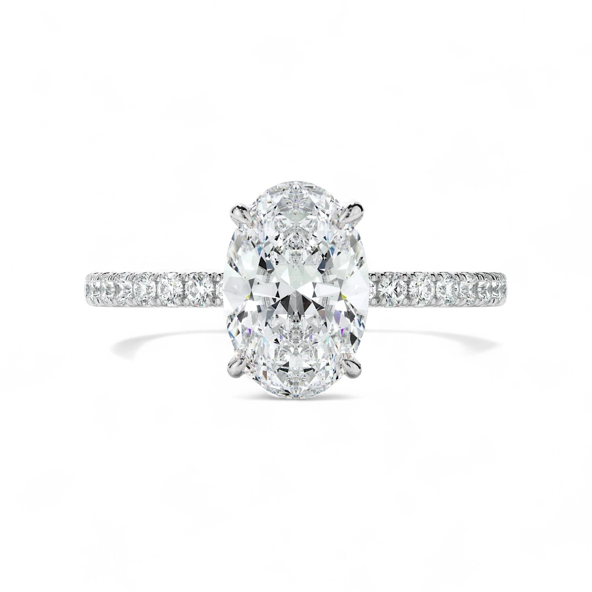 Oval Cut 2.5 Carat - Elongated Oval - Pave Band - Moissanite | Luxury Collection Aura Diamonds