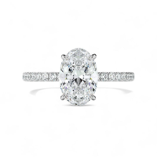 Oval Cut 2.5 Carat - Elongated Oval - Pave Band - Moissanite | Luxury Collection