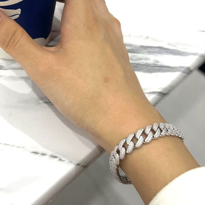 Luxury 'Wide' Cuban-Link Bracelet - Gold/White Gold - Moissanite