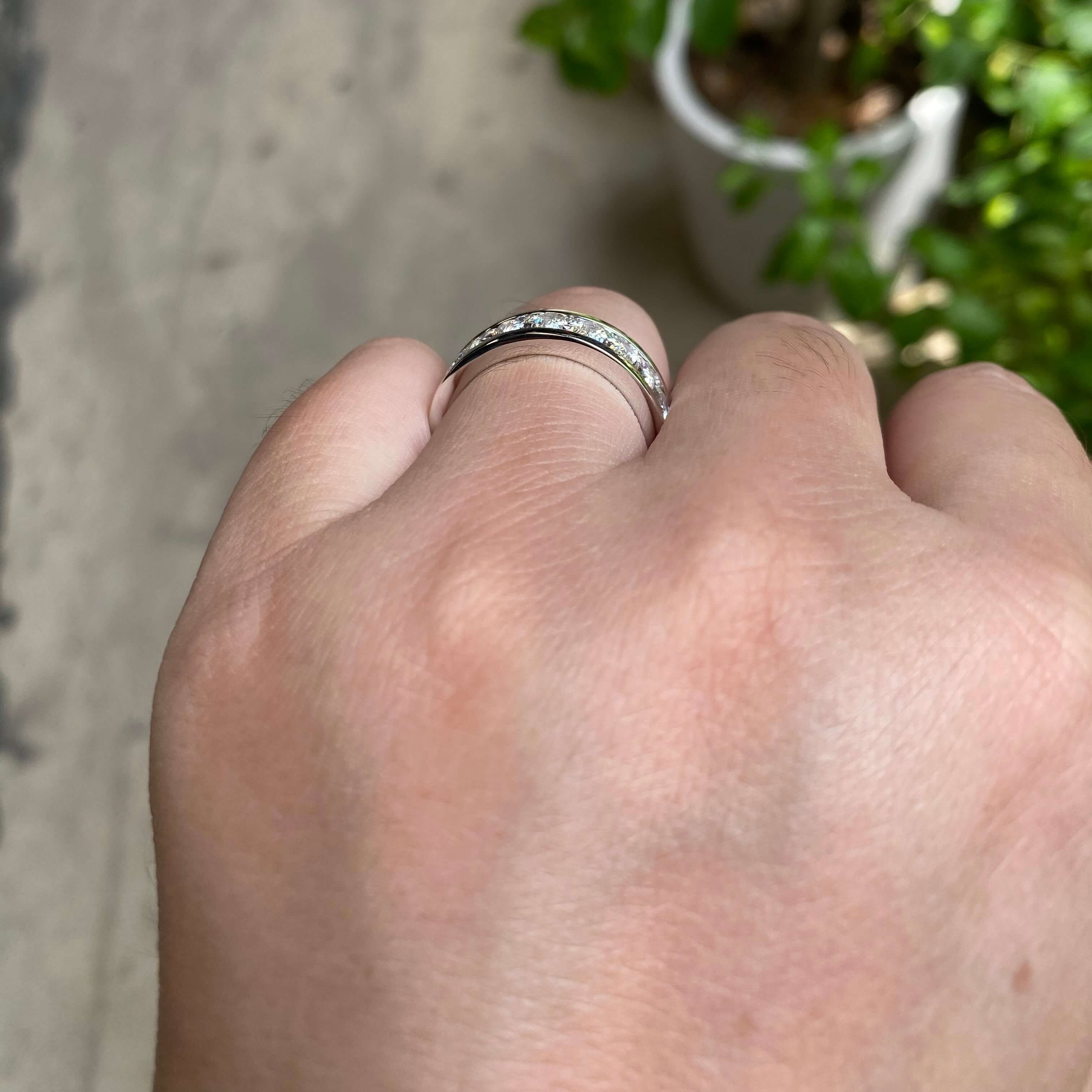 Channel-Set Eternity Wedding Band | 9K Solid Gold | Moissanite | Luxury Collection - Mens Aura Diamonds