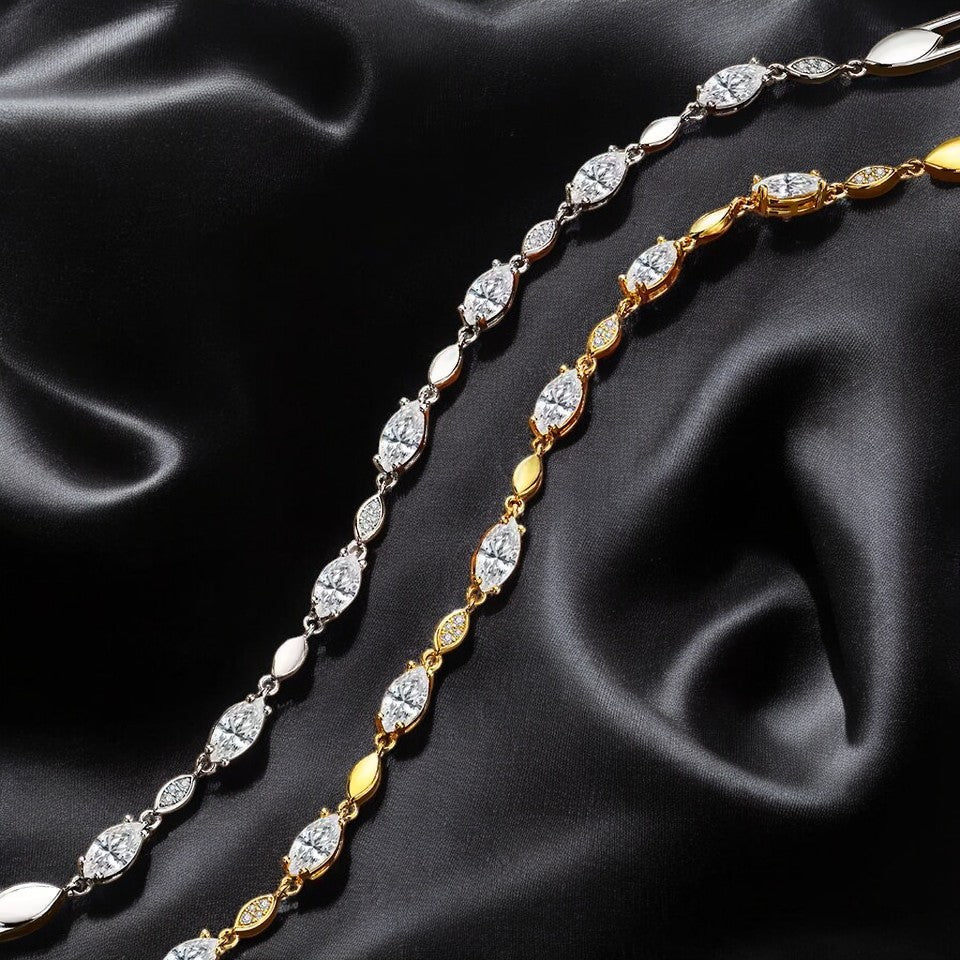 Elegant Marquise Tennis Bracelet - Moissanite Aura Diamonds