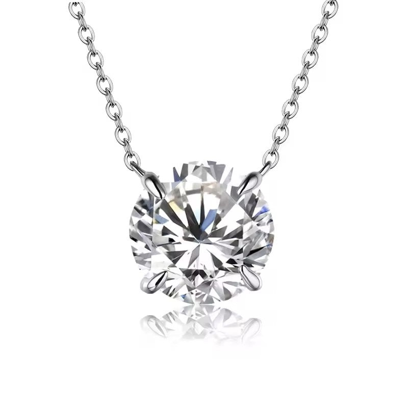 Elegant 1 Carat Pendant with Chain - 1CT Moissanite (Rhodium Plated) Aura Diamonds