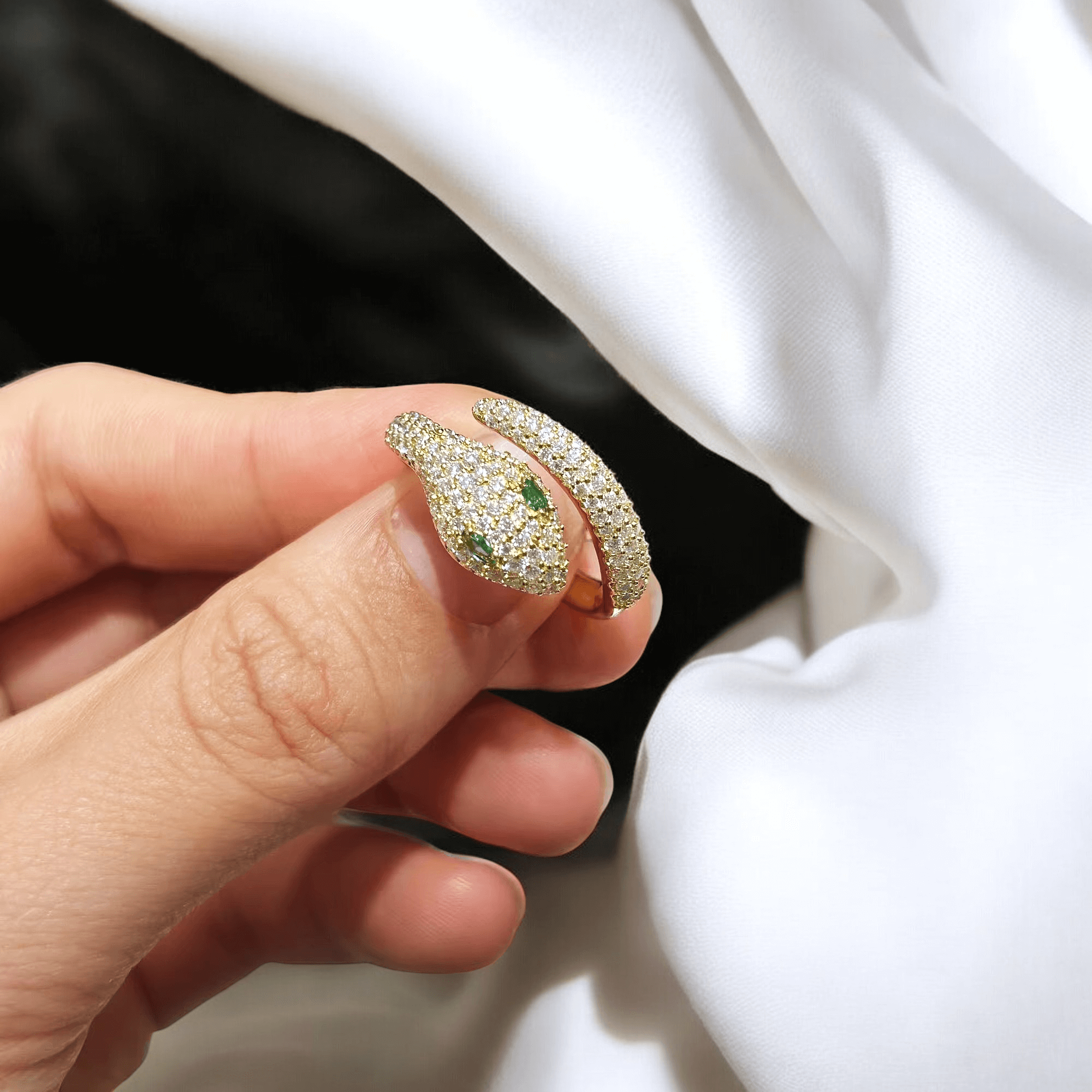 Viper Snake Ring - White Gold 18K Plated Aura Diamonds