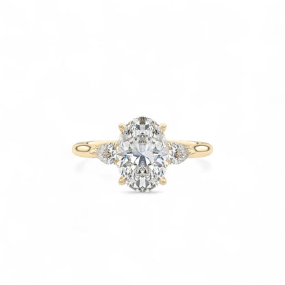 Sophia Oval Three-Stone Cathedral Diamond Ring