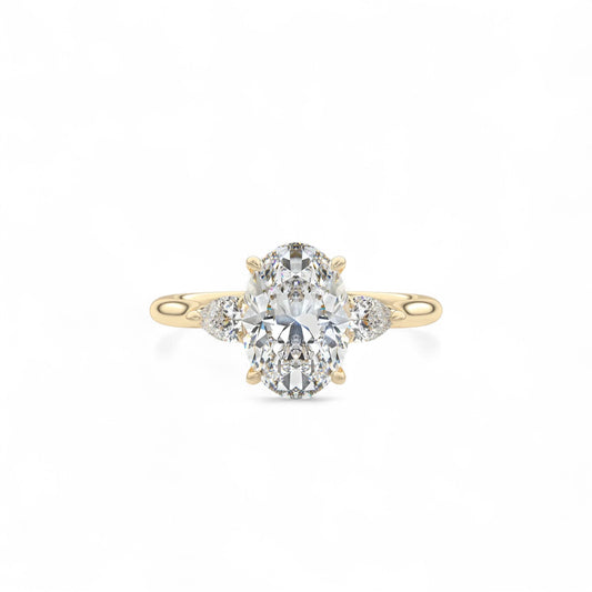 Sophia Oval Three-Stone Cathedral Diamond Ring