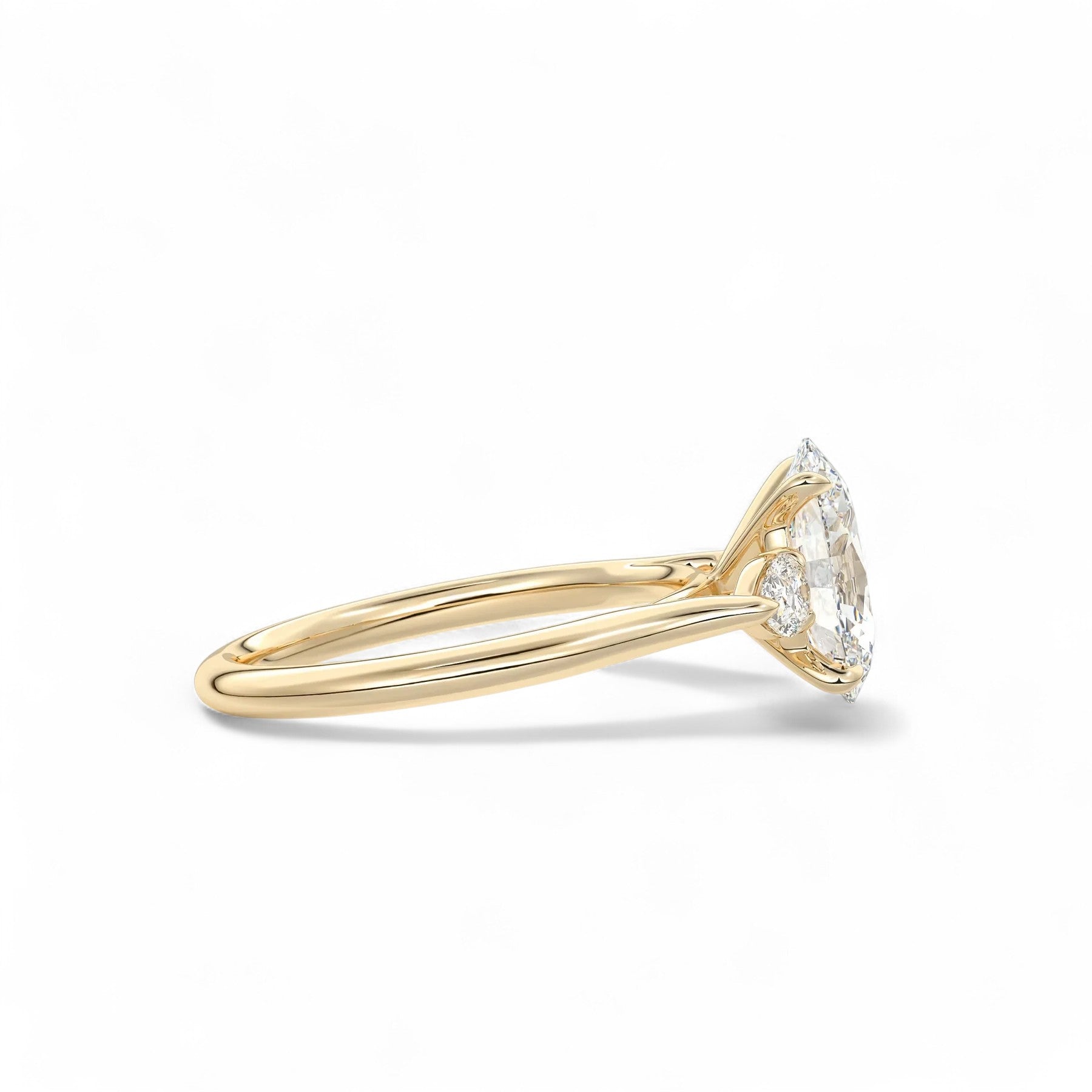 Sophia Oval Three-Stone Cathedral Diamond Ring Aura Diamonds
