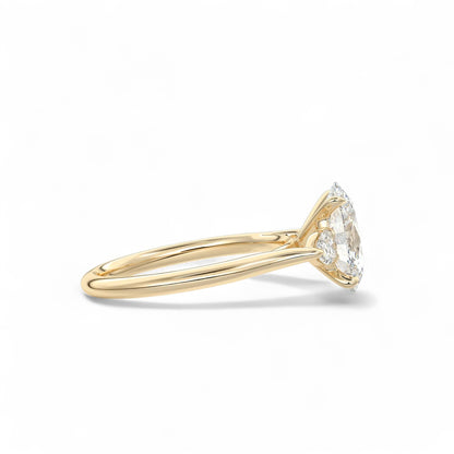Sophia Oval Three-Stone Cathedral Diamond Ring