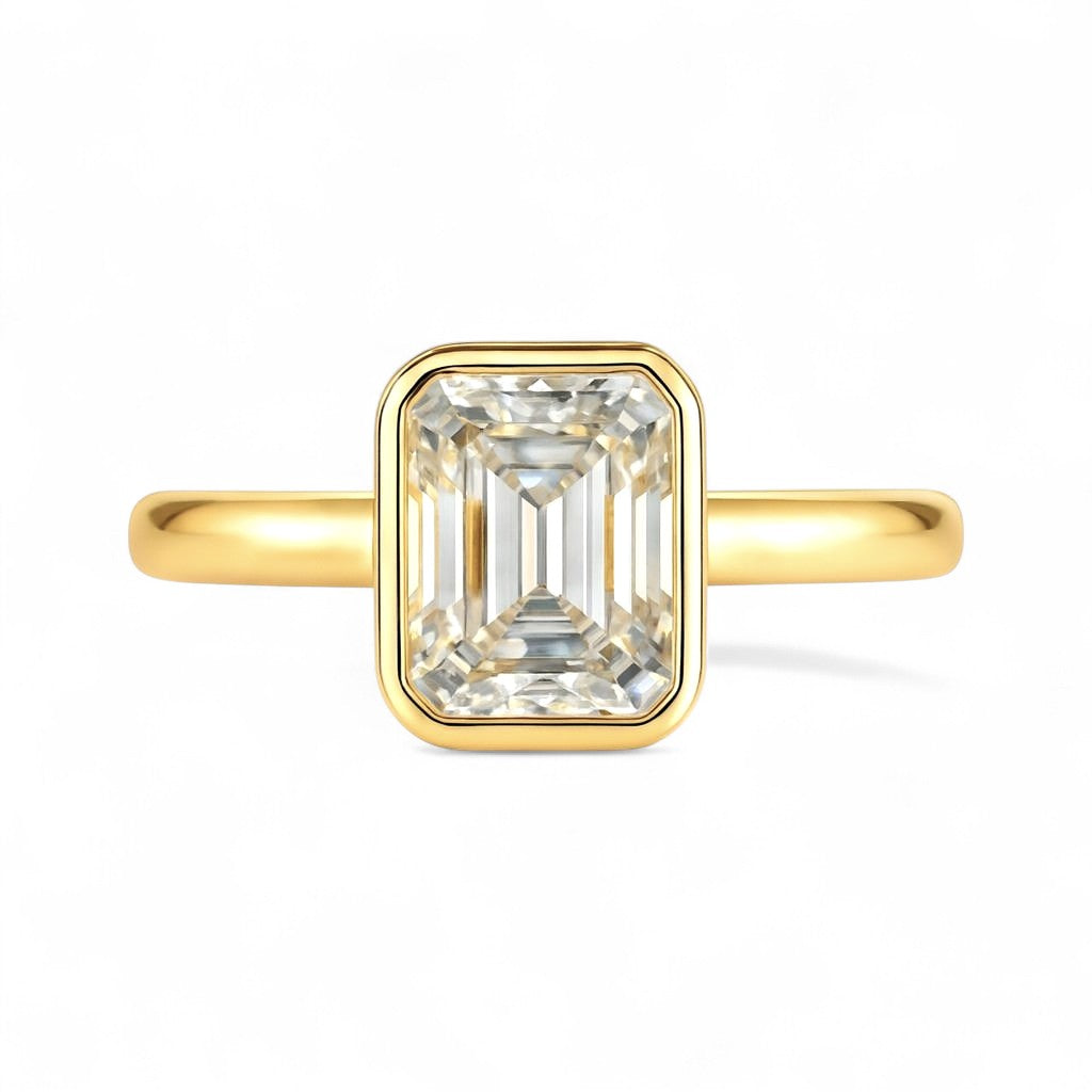3 Carat Emerald Cut Engagement Ring - Cathedral Setting - Moissanite | Luxury Collection Aura Diamonds