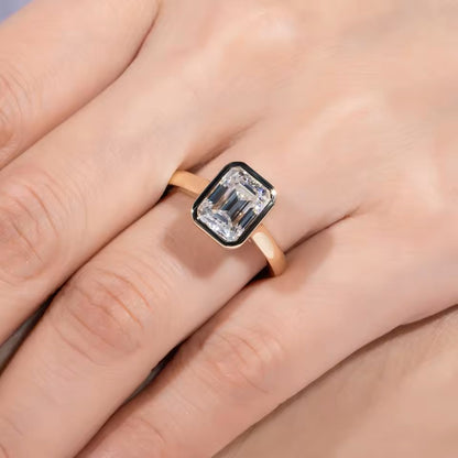 3 Carat Emerald Cut Engagement Ring - Cathedral Setting - Moissanite | Luxury Collection - Anti-Tarnish