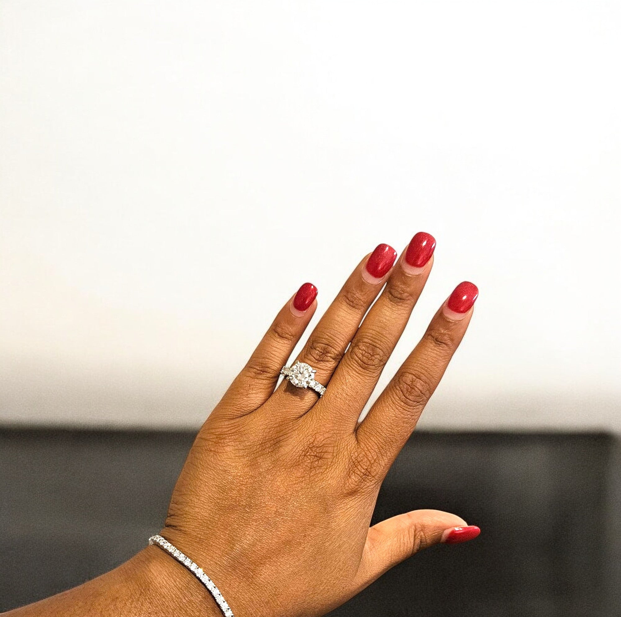 Luxury 4.3 Carat Round-Cut Solitaire Moissanite Ring with Accent Pave Stones Aura Diamonds
