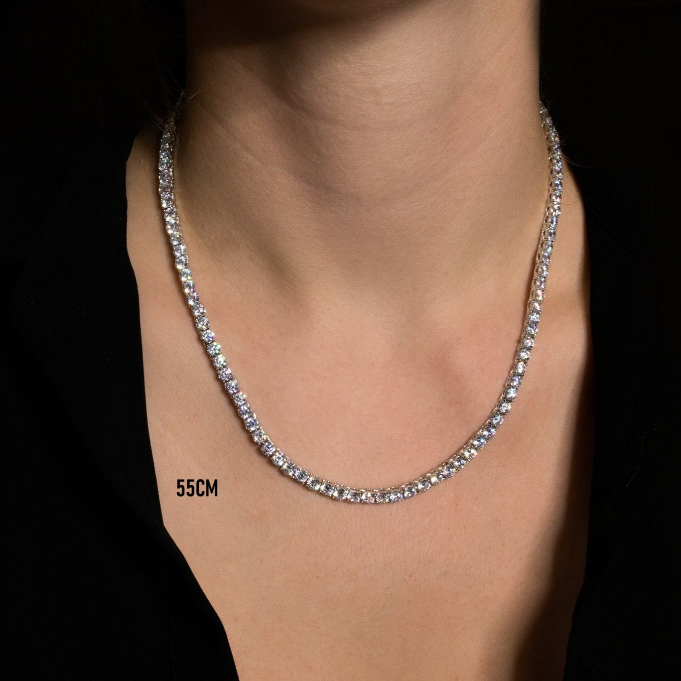 4MM Tennis Necklace | 31 Carat Weight | Moissanite - White Gold [Protective Rhodium Plated]