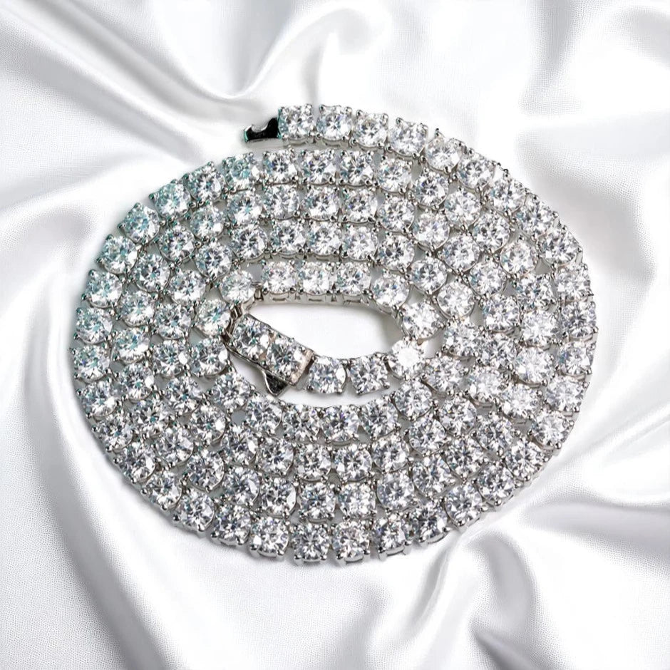 4MM Tennis Necklace | 31 Carat Weight | Moissanite - White Gold [Protective Rhodium Plated]