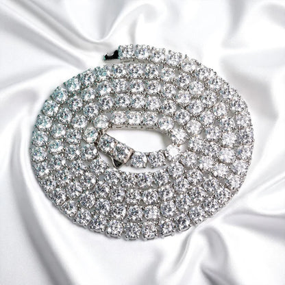 4MM Tennis Necklace | 31 Carat Weight | Moissanite - White Gold [Protective Rhodium Plated]