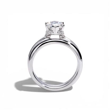 3 Carat Marquise Cut Moissanite Engagement Ring Set with Band