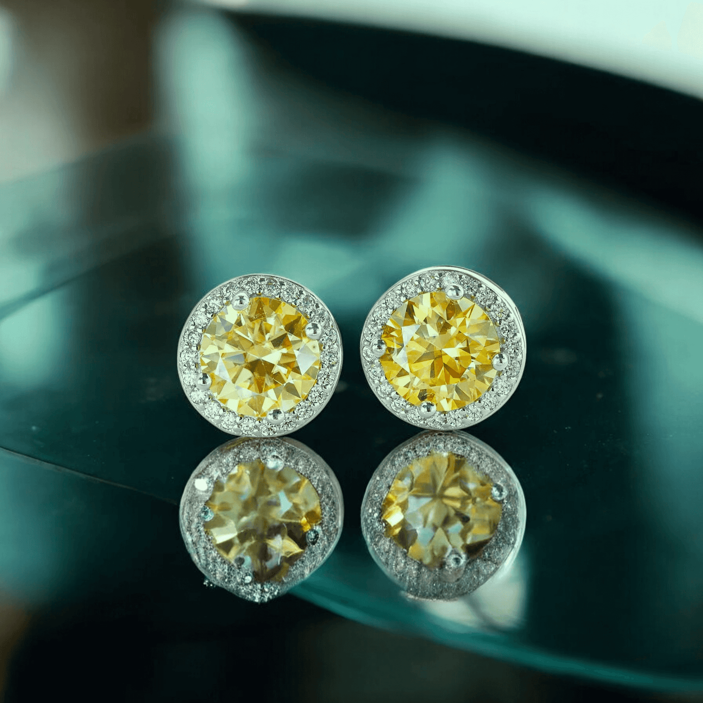 Elegant Stella Halo Stud Earrings  - 2 Carat Moissanite (2 x 1CT Each)