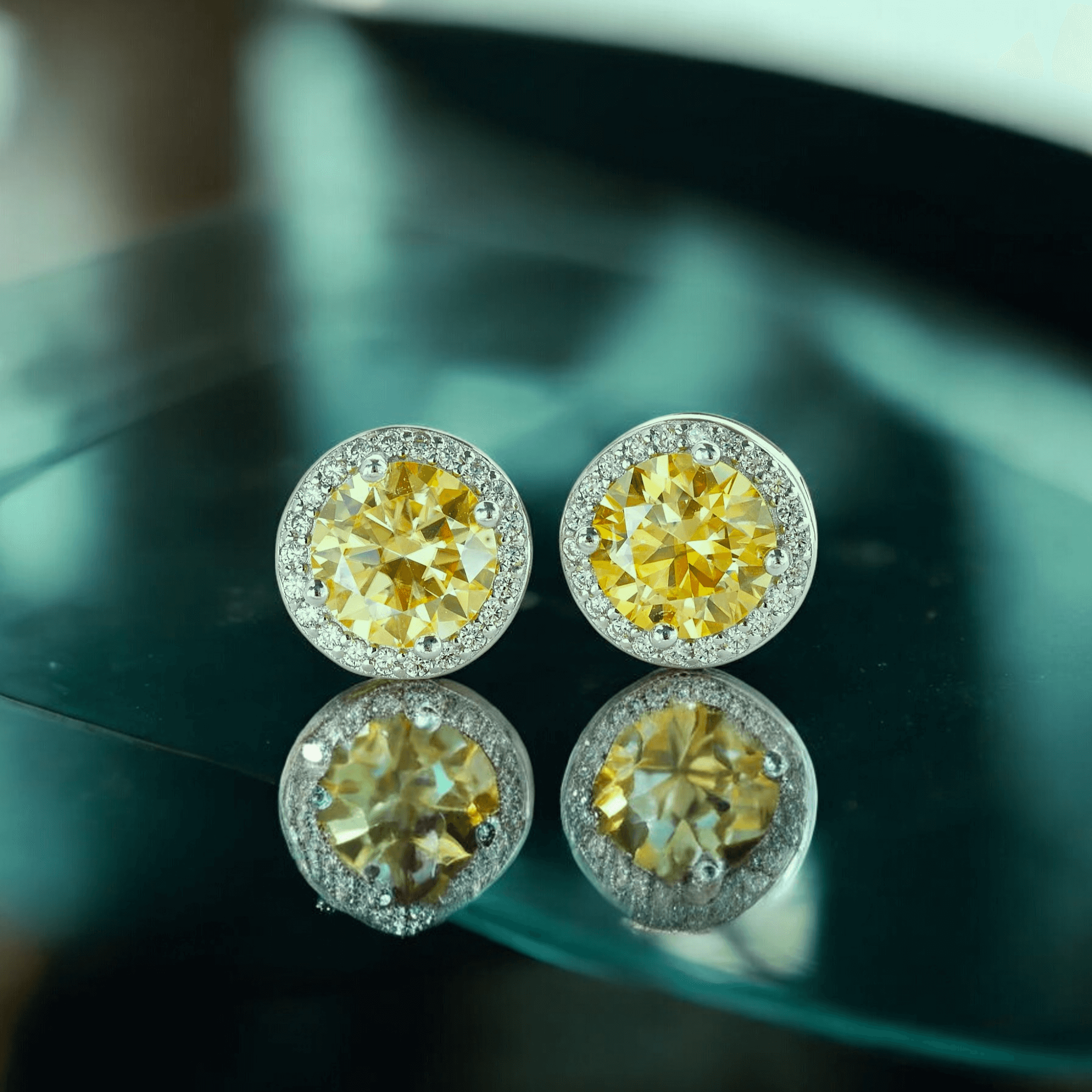 Elegant Stella Halo Stud Earrings  - 2 Carat Moissanite (2 x 1CT Each) Aura Diamonds