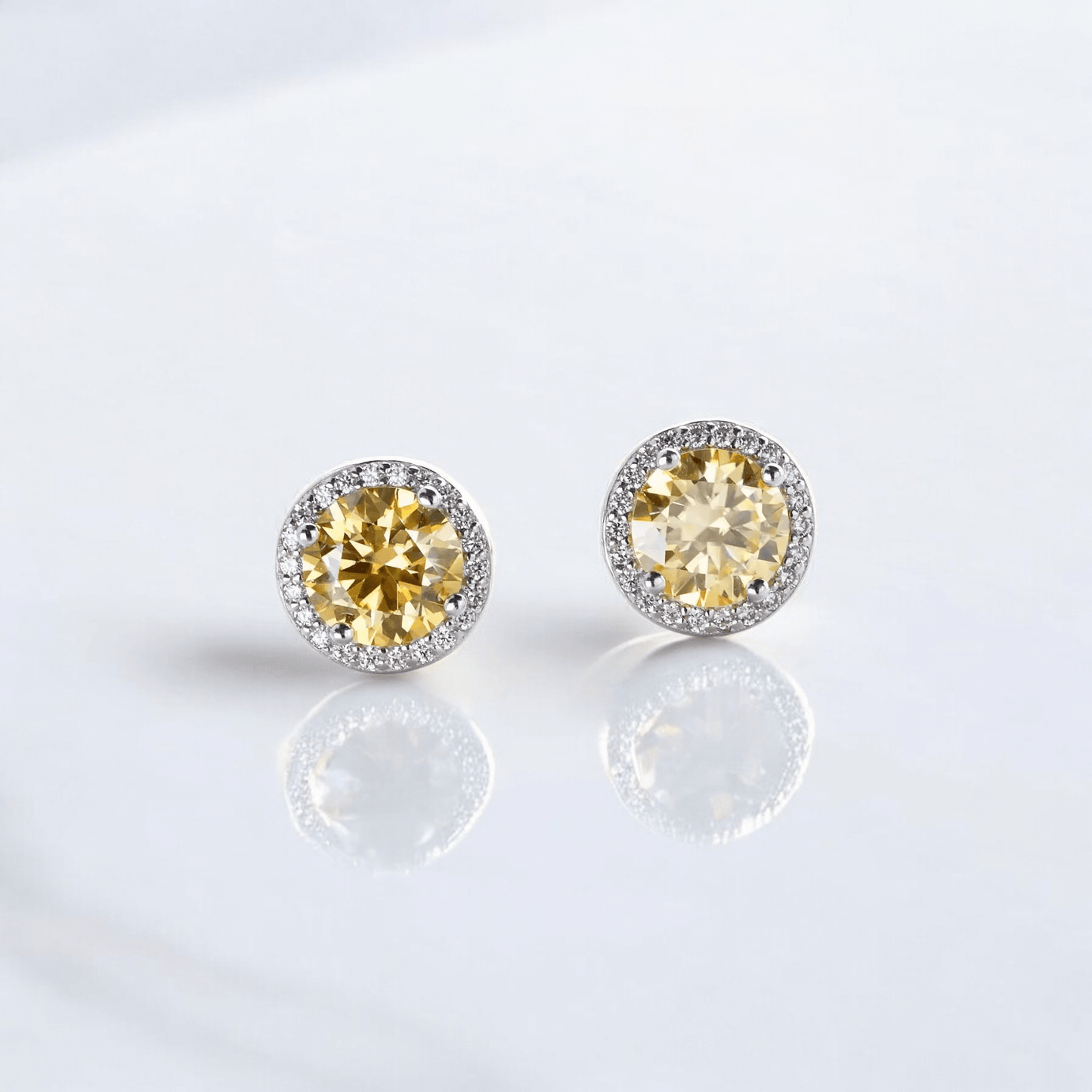 Elegant Stella Halo Stud Earrings  - 2 Carat Moissanite (2 x 1CT Each)