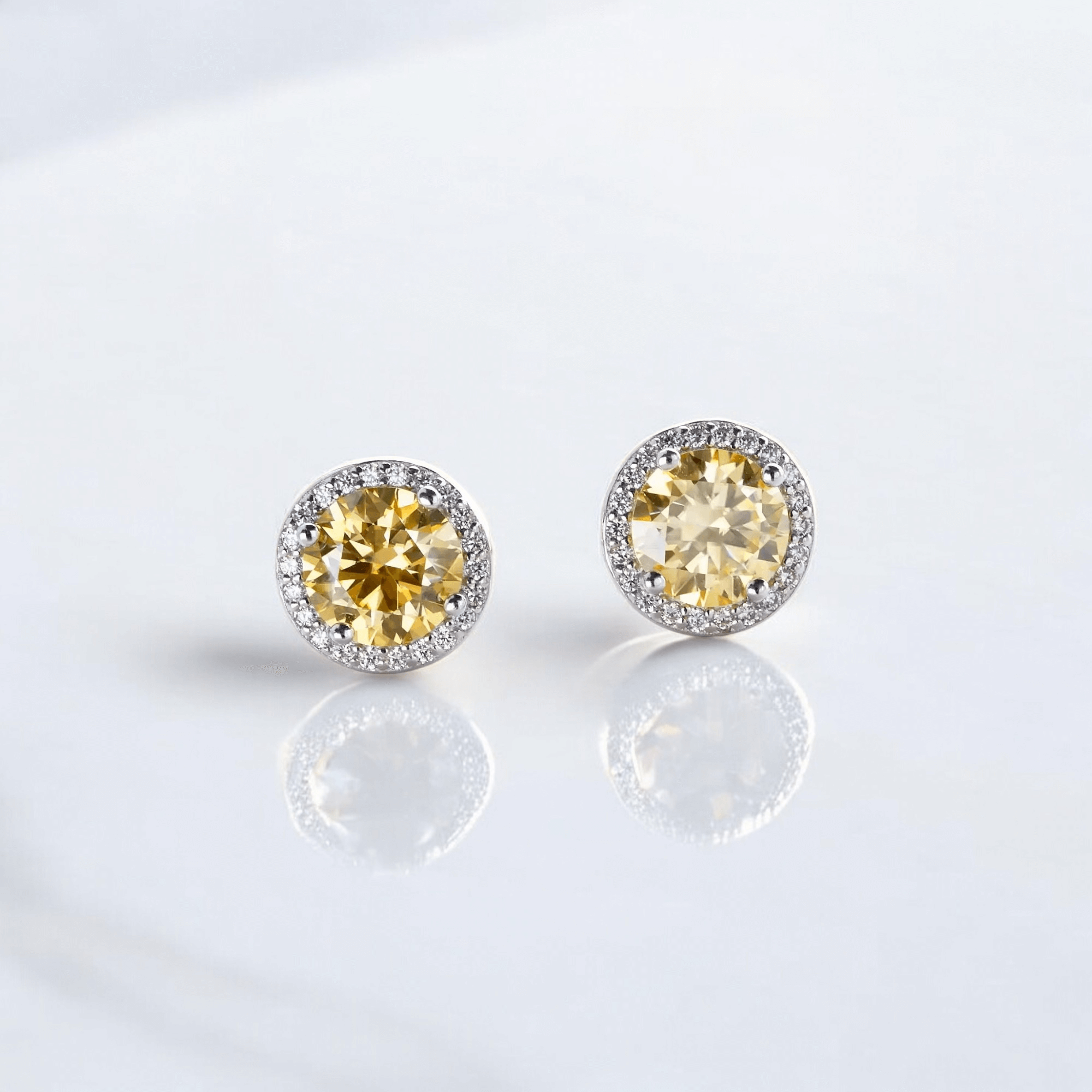 Elegant Stella Halo Stud Earrings  - 2 Carat Moissanite (2 x 1CT Each) Aura Diamonds