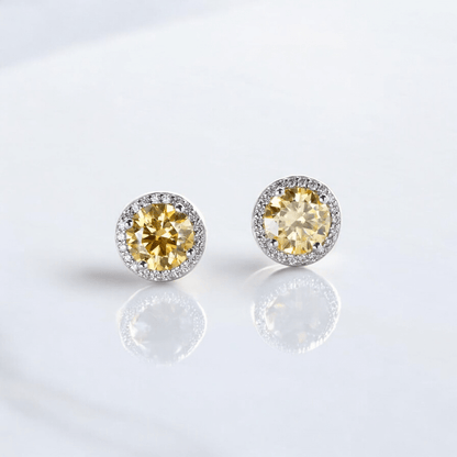 Elegant Stella Halo Stud Earrings  - 2 Carat Moissanite (2 x 1CT Each)