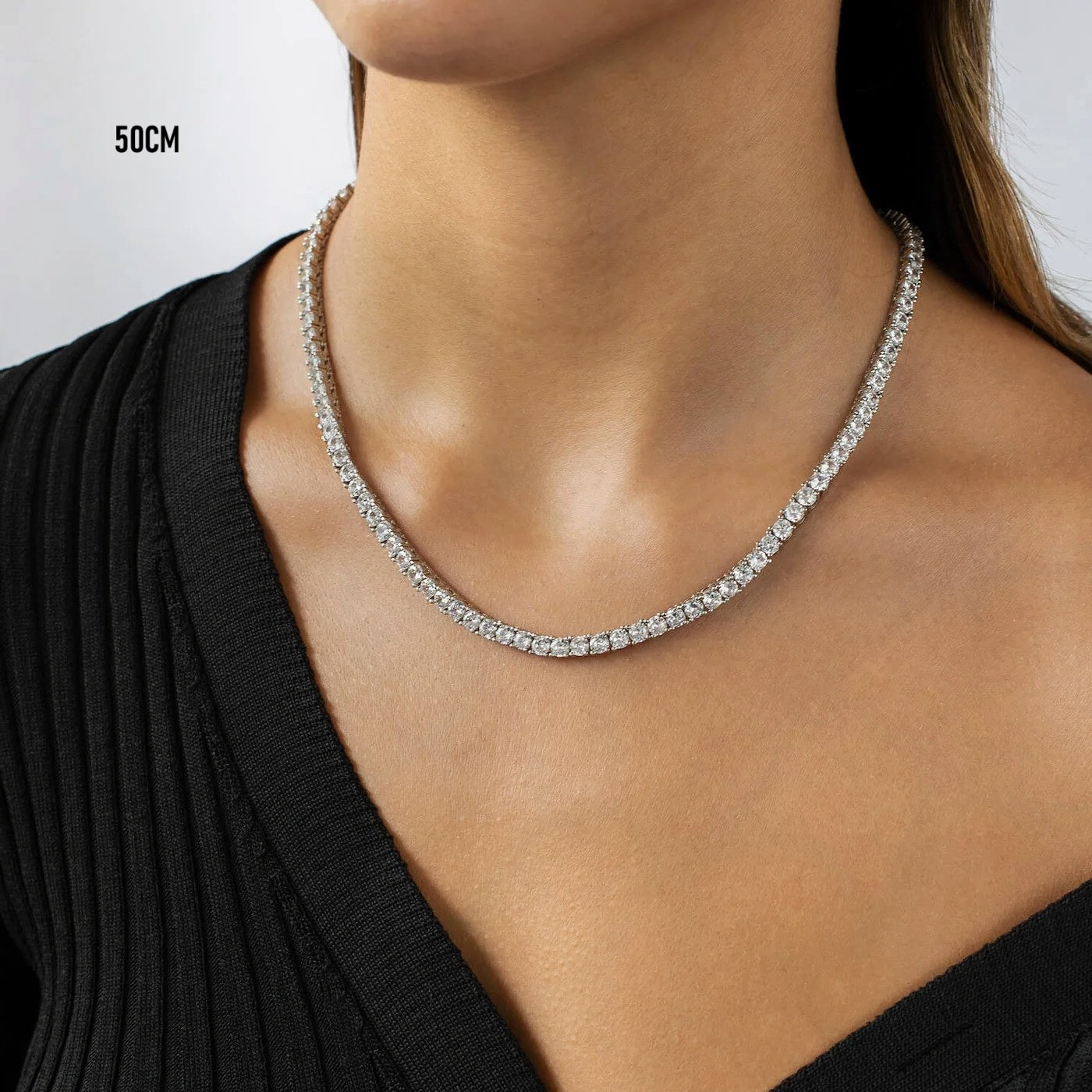 4MM Tennis Necklace | 31 Carat Weight | Moissanite - White Gold [Protective Rhodium Plated]