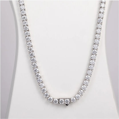4MM Tennis Necklace | 31 Carat Weight | Moissanite - White Gold [Protective Rhodium Plated]