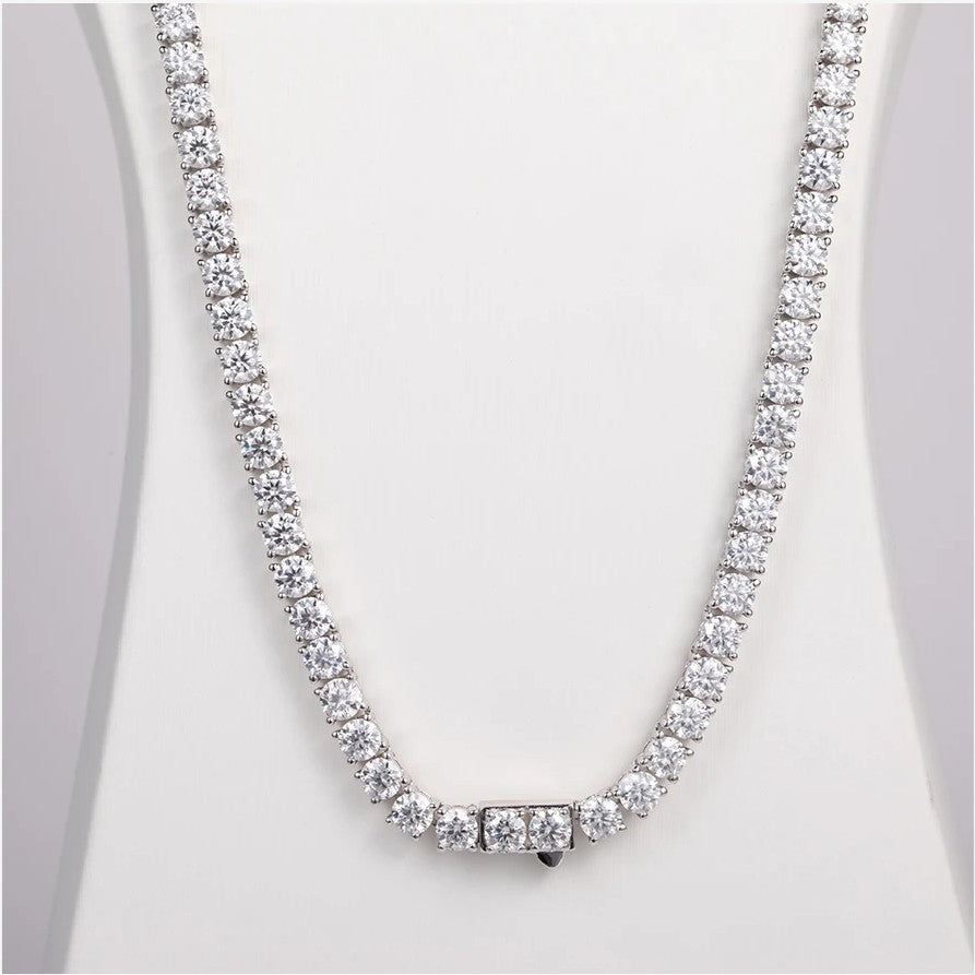 4MM Tennis Necklace | 31 Carat Weight | Moissanite - White Gold [Protective Rhodium Plated] Aura Diamonds