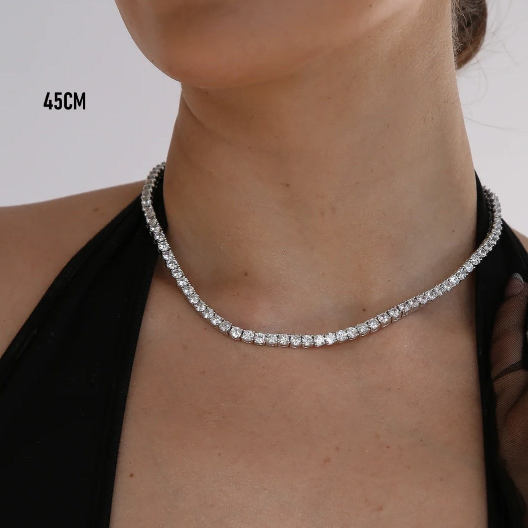 4MM Tennis Necklace | 31 Carat Weight | Moissanite - White Gold [Protective Rhodium Plated] Aura Diamonds