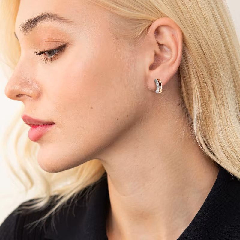 Luxury Giselle Hoop Earrings - Rose Gold Plated Aura Diamonds