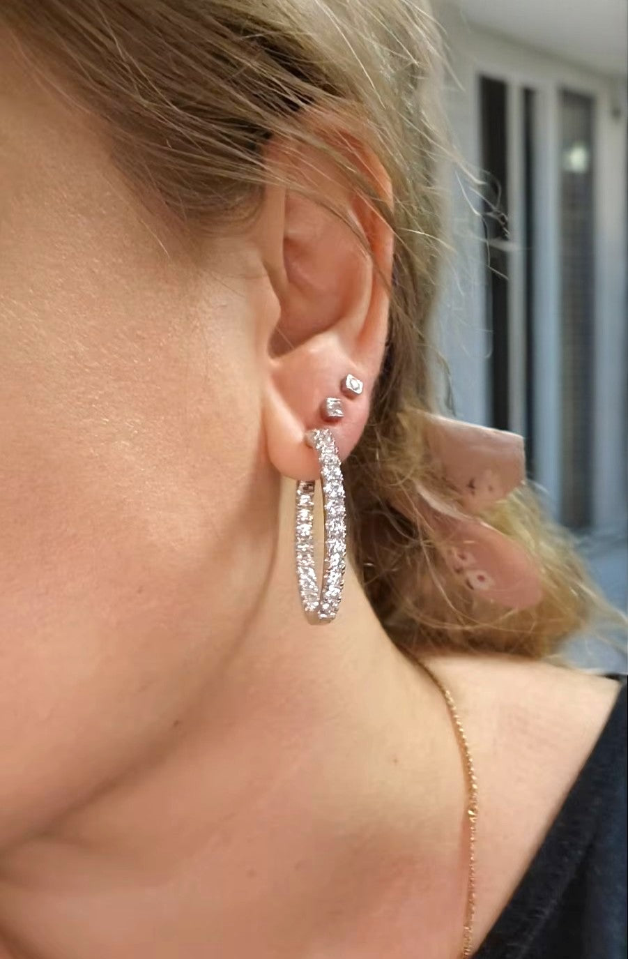 Luxury 5.6 Carat Hoop Earrings - Moissanite - Sterling Silver (Rhodium Plated)