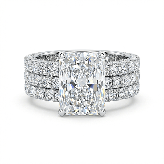 Luxury 5 Carat Radiant Ring With Wedding Bands - Lab Diamond Ring