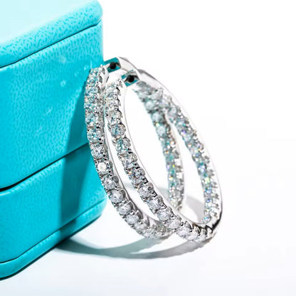 Luxury 5.6 Carat Hoop Earrings - Moissanite - Sterling Silver (Rhodium Plated)