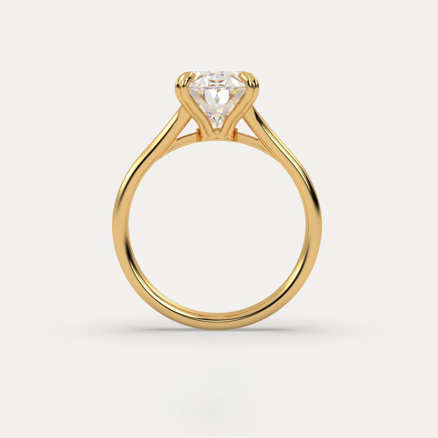 Aria Oval Solitaire with Double Band - Cathedral Setting - Yellow Gold Aura Diamonds