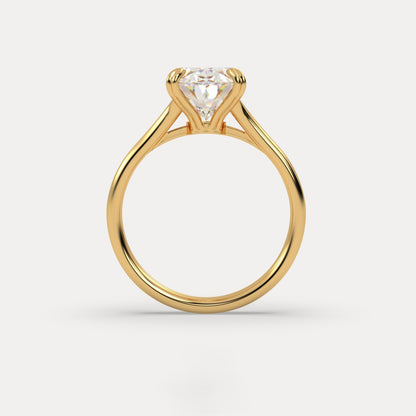 Aria Oval Solitaire with Double Band - Cathedral Setting - Yellow Gold