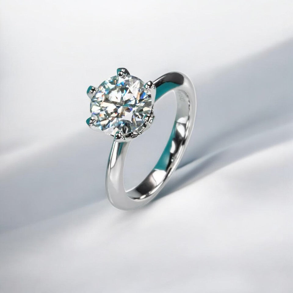 Aura Eternity Solitaire Ring - White Gold - Lab Diamond Round Cut Aura Diamonds