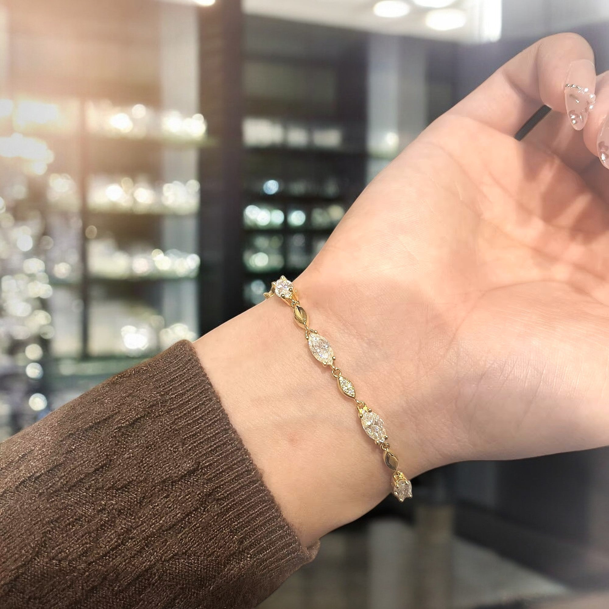 Elegant Marquise Tennis Bracelet - Moissanite Aura Diamonds