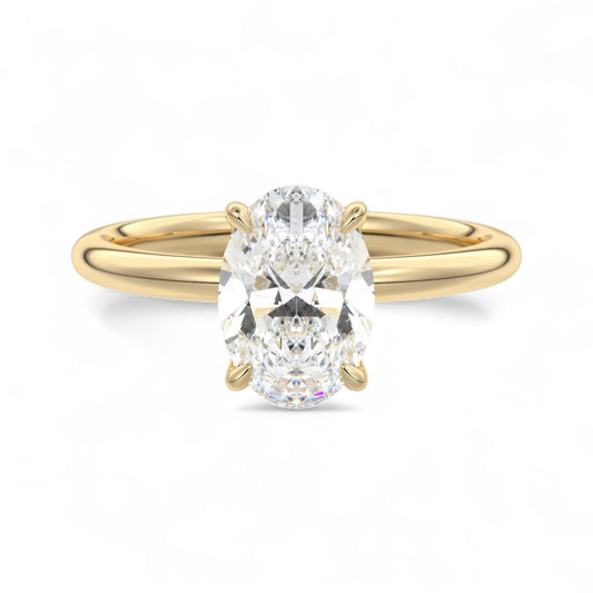 Amelia Oval Floral Solitaire Lab Diamond Engagement Ring