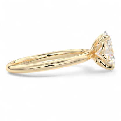 Amelia Oval Floral Solitaire Lab Diamond Engagement Ring