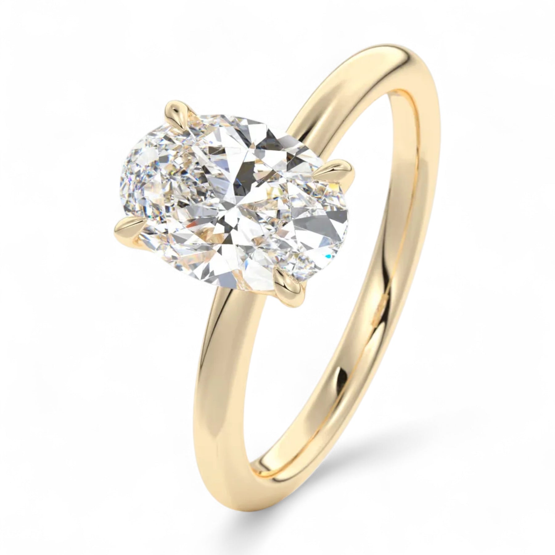 Amelia Oval Floral Solitaire Lab Diamond Engagement Ring Aura Diamonds