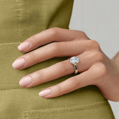 Petal 3 Carat Round Wide Band Lab Diamond Engagement Ring Floral Setting